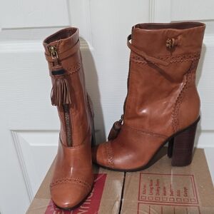 Tory Burch Tan Leather Heeled Boots